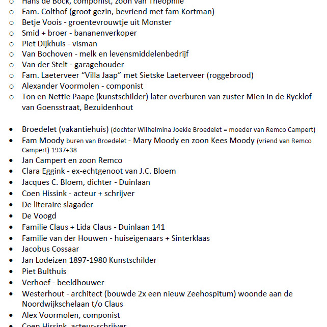 BEWONERS KIJKDUIN rond 1930