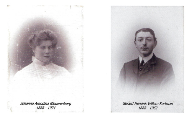1910 – Johanne Arendina (Dina) Nieuwenburg en Gerard Kortman ca. 1910 - Gerard Kortman - Johanne Arendina Nieuwenburg-kl