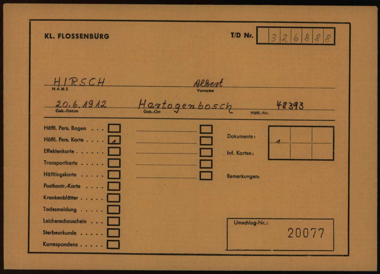 Arolsen Archives - doc 10887085 - Albert Hirsch