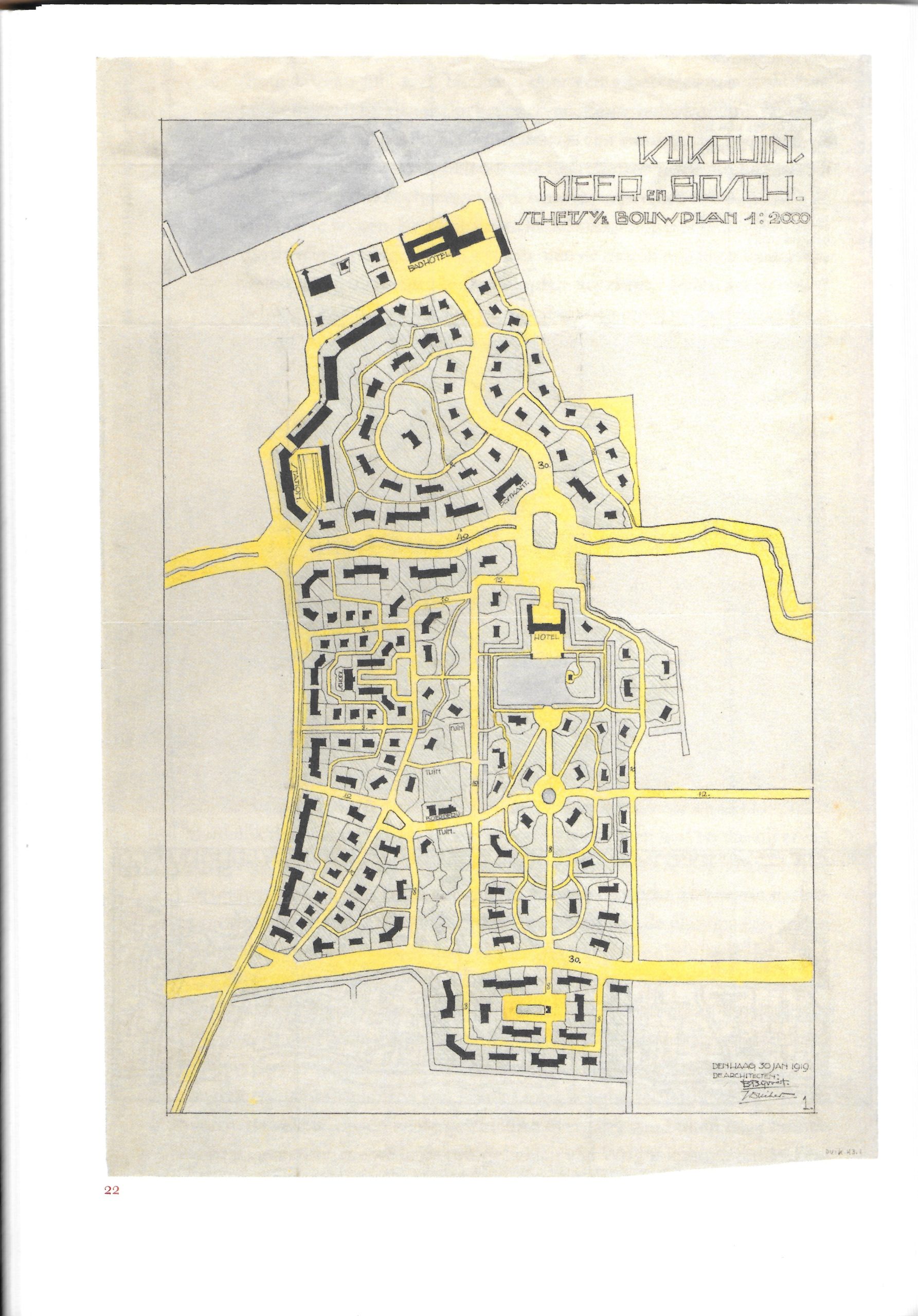 ontwerpschets Kijkduin 1919 Duiker en Bijvoet